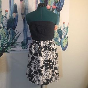 M strapless navy/white floral dress